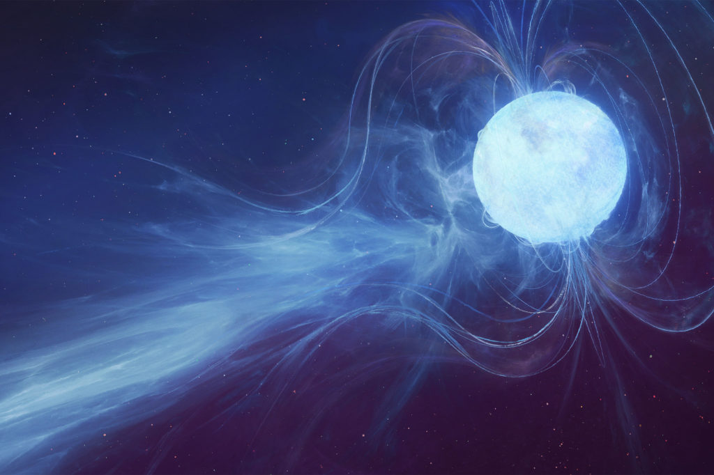 An artistic representation of a Magnetar doing a Fast Radio Burst
