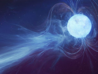 An artistic representation of a Magnetar doing a Fast Radio Burst